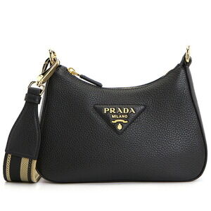 Prada leather shoulder bag black